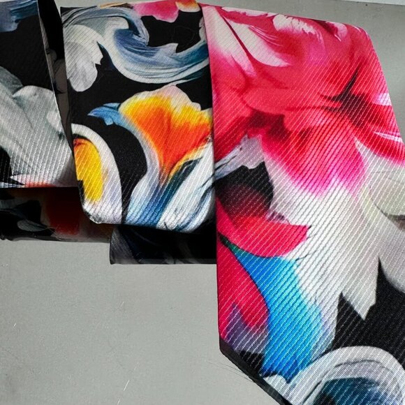 Baroque Floral Tie Retro Designer Menswear Tie Necktie Black Pink Rococo - Picture 6 of 7